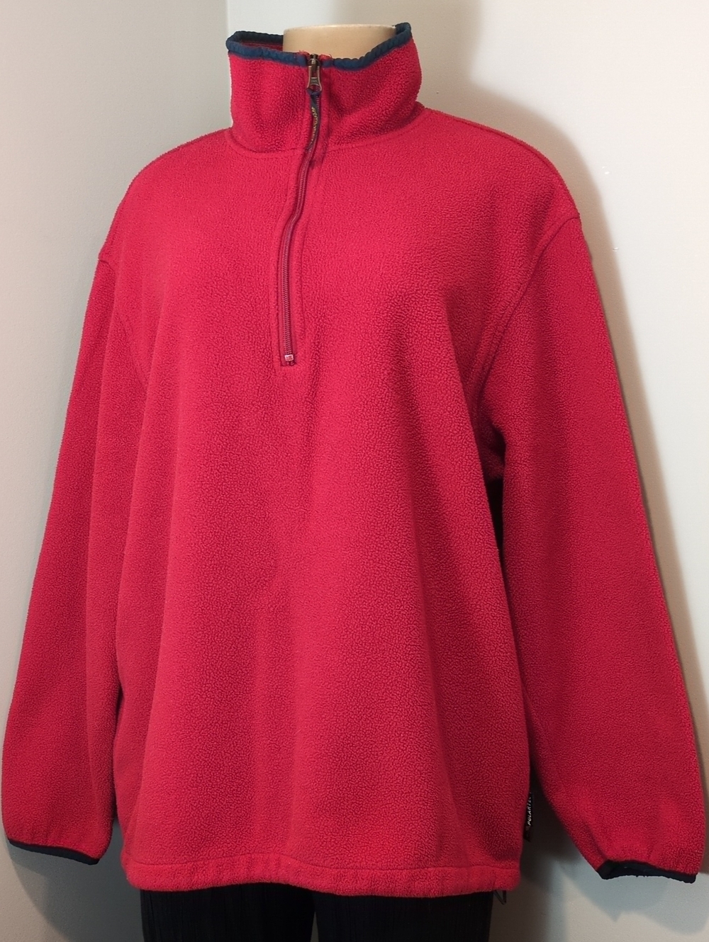 Woolrich Women's Red Quarter Zip Oversized Pullover Fleece Jacket Size Large VTG